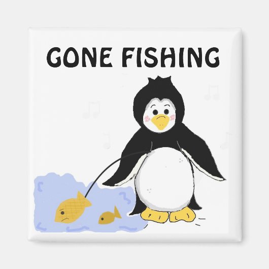 Fischender Pinguin Magnet (Vorne)
