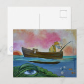 Fischender Seemonster  Postkarte (Vorne/Hinten)