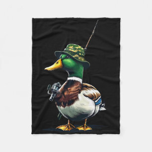 Fischender Stockenten-Ente Lustig Cooles Angeln Fi Fleecedecke