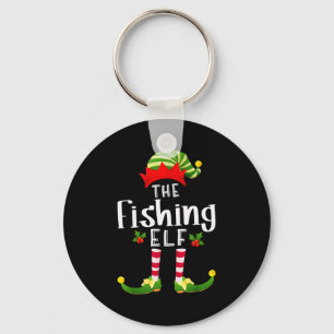 Fischender Weihnachtself passendes Pyjama X-mas-Pa Schlüsselanhänger