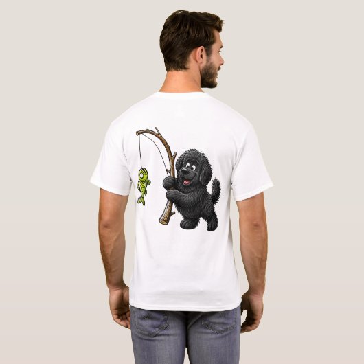 Fischender Welpe T-Shirt (Schwarz voll)