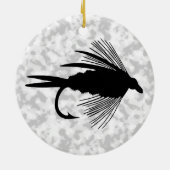 Fischenköder der schwarzen Fliege Keramikornament (Hinten)