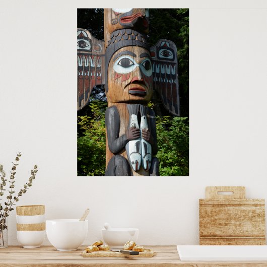 Fischer am Totem Pole, Alaska Poster (Küche)