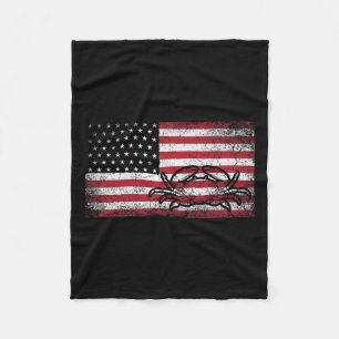 Fischer Amerikanische Flagge 4. Juli T-Shirt Krabb Fleecedecke