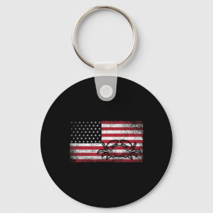 Fischer Amerikanische Flagge 4. Juli T-Shirt Krabb Schlüsselanhänger