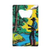 Fischer an der Riverbank Geldbeutel Flaschenöffner (Vorderseite)