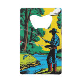 Fischer an der Riverbank Geldbeutel Flaschenöffner (Rückseite)