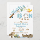 Fischer / Angeljunge angelt sich Spaß Baby-Party. Einladung (Vorne/Hinten)