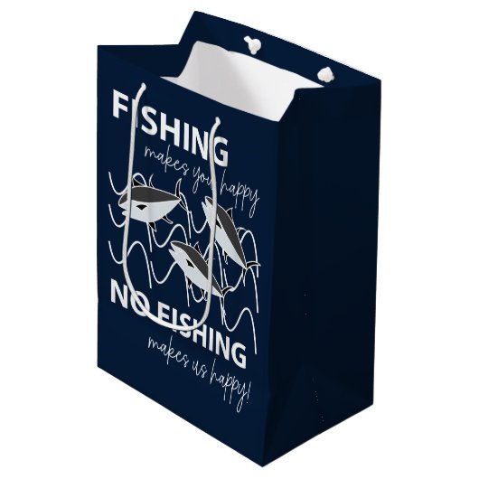 Fischer Angler Birthday Fischen Mittlere Geschenktüte (Vorderseite Schrägansicht)
