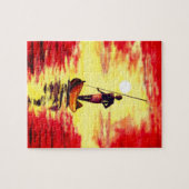 Fischer auf dem Boot bei Sonnenuntergang - Malerei Puzzle (Horizontal)