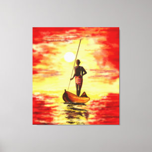 Fischer auf dem Schiff bei Sunset Canvas Print Leinwanddruck