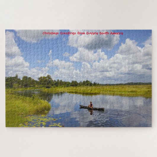 Fischer auf einem See in Guyana. Jigsaw Puzzle (Horizontal)