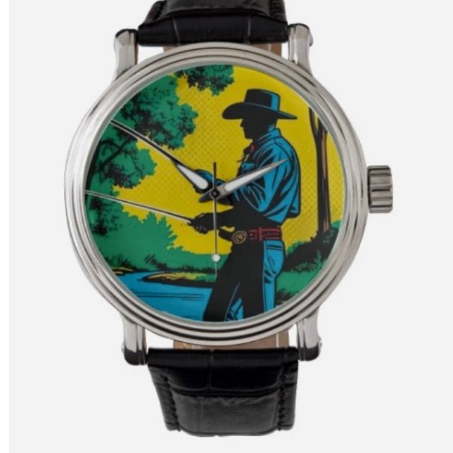 Fischer auf Riverbank eWatch Armbanduhr (Von Creator hochgeladen)