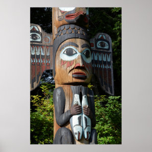 Fischer auf Totem Pole, Alaska Poster