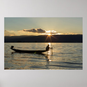 Fischer bei Sonnenuntergang Poster