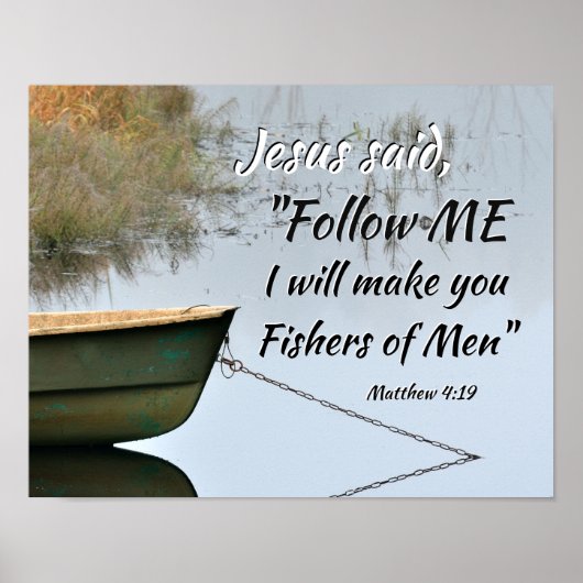 Fischer der Men Scripture, Matthew 4:19 Bible Vers Poster (Vorne)