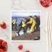 Fischer, die das Netz auf dem Nordstrand von Skage Serviette (Beispiel)