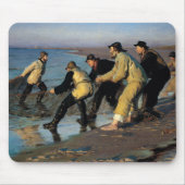 Fischer, die ein Netz an der Nordküste Skagens abw Mousepad (Vorne)