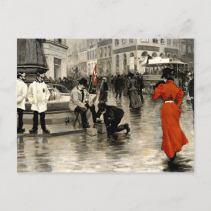 Fischer - Die Frau in Rot Postkarte