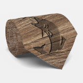 Fischer, die klassisch Leaping Fish Wood Carving Krawatte (Gerollt)