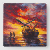 Fischer, die Sturm erlöschen Quadratische Wanduhr (Vorderseite)