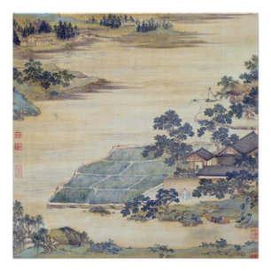 Fischer Einsiedler Qiu Ying alte chinesische Maler Poster