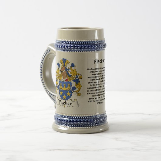 Fischer Familienwappen Stein Bierglas (Vorderseite Links)