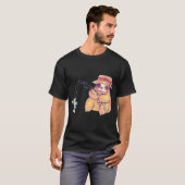 Fischer Faultier Zeichnung T-Shirt (Vorne ganz)