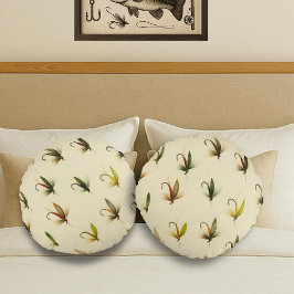 Fischer Fischen Forellen Fliegen Aquarellwurftroll Rundes Kissen