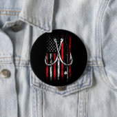 Fischer - Fischerei - Amerikanische Flagge - Fisch Button (Beispiel)