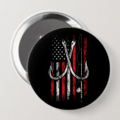 Fischer - Fischerei - Amerikanische Flagge - Fisch Button (Vorne & Hinten)