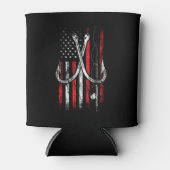 Fischer - Fischerei - Amerikanische Flagge - Fisch Dosenkühler (Vorderseite)