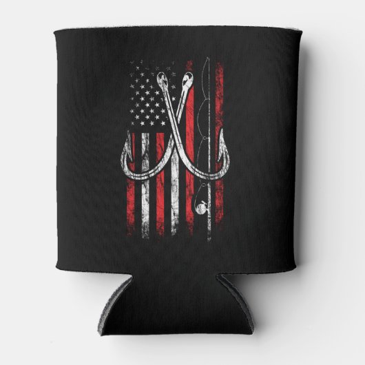 Fischer - Fischerei - Amerikanische Flagge - Fisch Dosenkühler (Vorderseite)