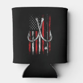 Fischer - Fischerei - Amerikanische Flagge - Fisch Dosenkühler (Rückseite)
