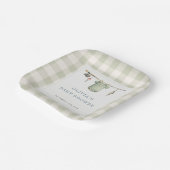 Fischer-Fischerei-Gingham-Baby-Shower-Party Pappteller (Gewinkelt)