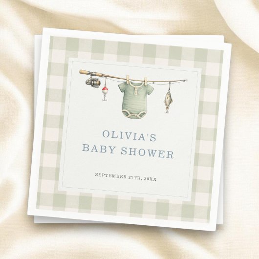 Fischer-Fischerei-Gingham-Baby-Shower-Party Serviette
