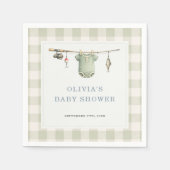 Fischer-Fischerei-Gingham-Baby-Shower-Party Serviette (Vorderseite)