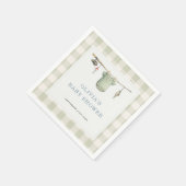 Fischer-Fischerei-Gingham-Baby-Shower-Party Serviette (Ecke)