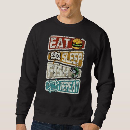 Fischer Funny Fishing Fish Sleep Fish Repeat Angl Sweatshirt (Vorderseite)