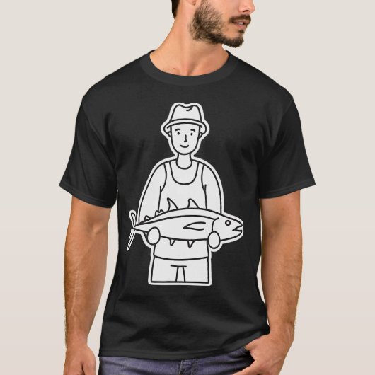 Fischer hält frischen Thunfisch T-Shirt (Vorderseite)