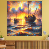 Fischer holen bei Sunset ab Leinwanddruck (Insitu (Wohnzimmer))