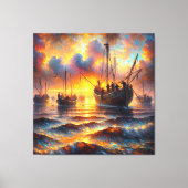 Fischer holen bei Sunset ab Leinwanddruck (Vorderseite)