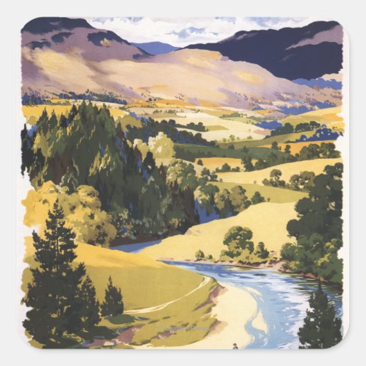 Fischer im Eden-Tal Quadratischer Aufkleber (Vorderseite)