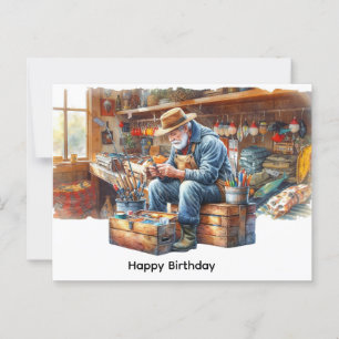 Fischer im Fischereiladen zum Geburtstag Postkarte
