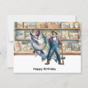 Fischer im Fischereiladen zum Geburtstag Postkarte