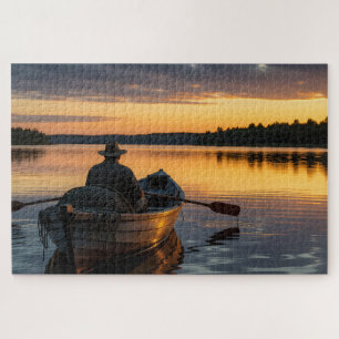 Fischer in einem hölzernen Ruderboot Puzzle