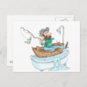 Fischer in einer Badewanne Postkarte (Vorne/Hinten)