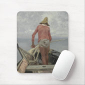 Fischer in Seinem Boot (von Vincenzo Caprile) Mousepad (Mit Mouse)