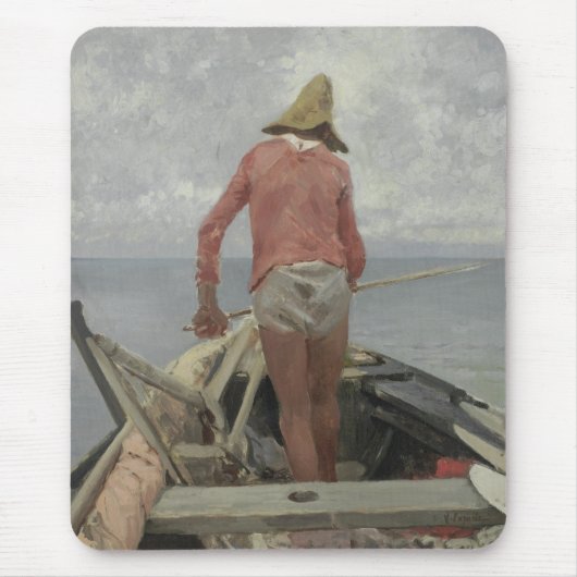 Fischer in Seinem Boot (von Vincenzo Caprile) Mousepad (Vorne)