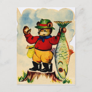 Fischer mit seinem Fang des Tages Postkarte